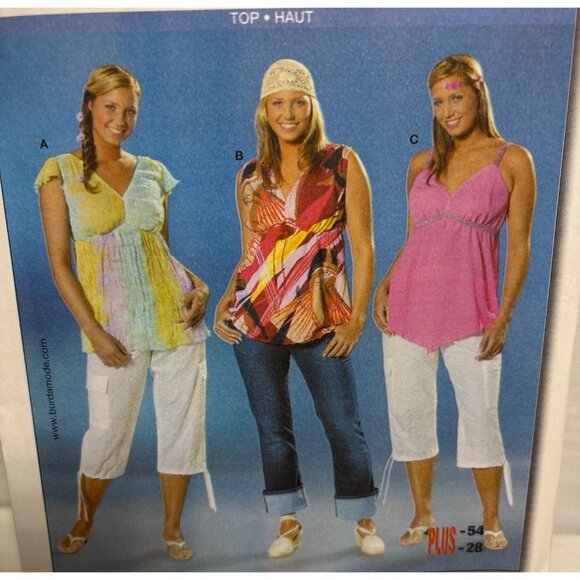 Burda Young Fashion Pattern Tunic Tops 8050 Wm Plus Size Sewing Sizes 16-28 Uncu - Picture 3 of 5